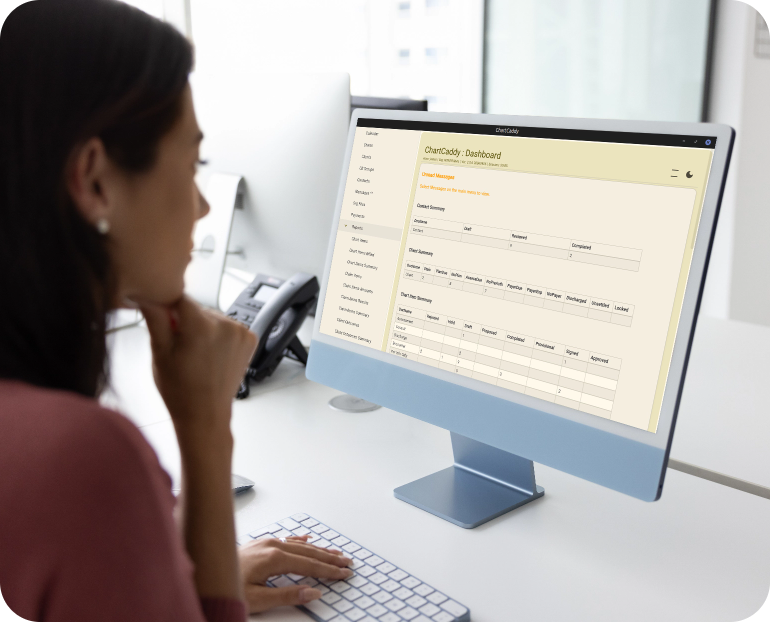 woman using chartcaddy on desktop